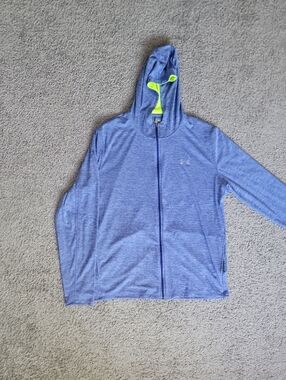 Under Armour Men's Blue Performance Full-Zip Hoodie with Neon Lining